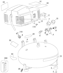 Page A Diagram and Parts List for CF6131-P  Porter Cable Compressor